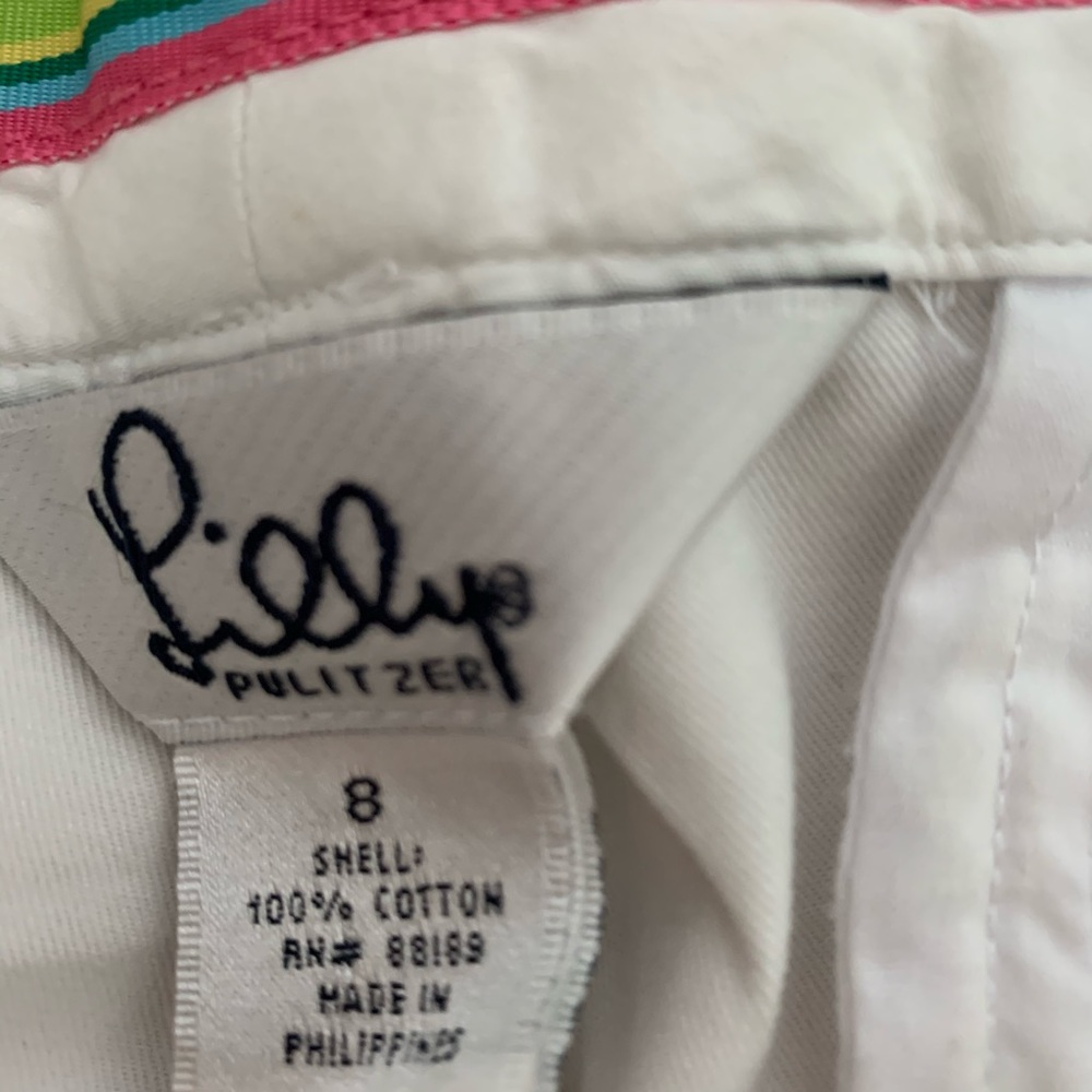 Lily Pullitzer straight leg white cotton pants 8